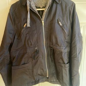 Black Utility Jacket with Heather gray hood.